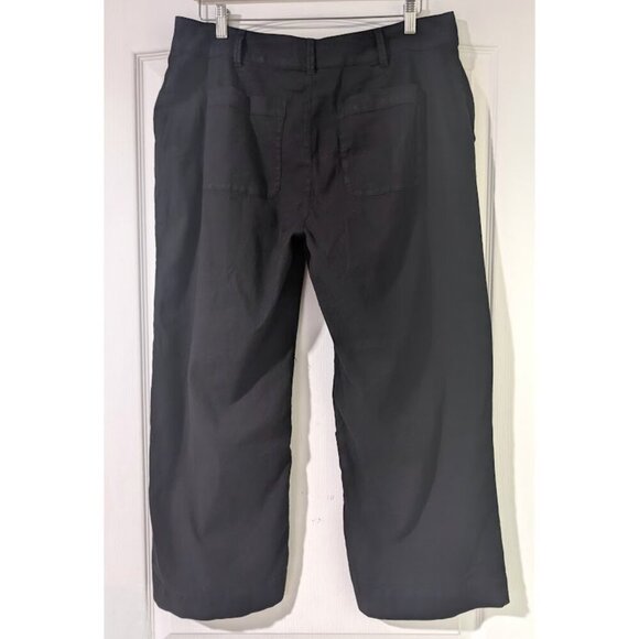 NEW Bella Dahl | Saige Linen/Cotton Wide Leg Crop In Black - Picture 4 of 12